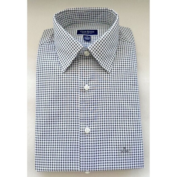 Club Room Mens Essential Check Dress Shirt Regular Fit Black White Size Small - Picture 2 of 5